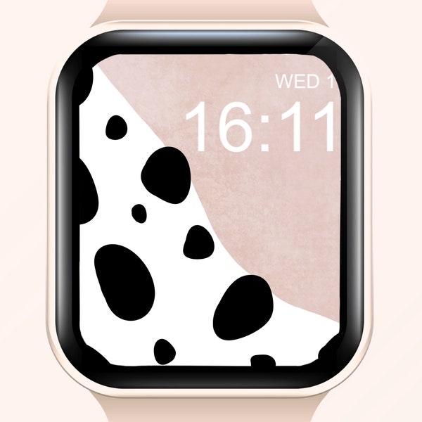 Modern Apple Watch Face Minimalist Apple Wallpaper,black and white spot smartwatch wallpaper Dalmatian,simple I Watch face,watch face cover