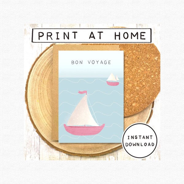 Printable card~Bon Voyage card~last minute leaving  ~print at home~digital card~~greetings card~downloadable card~eloping~ going away card