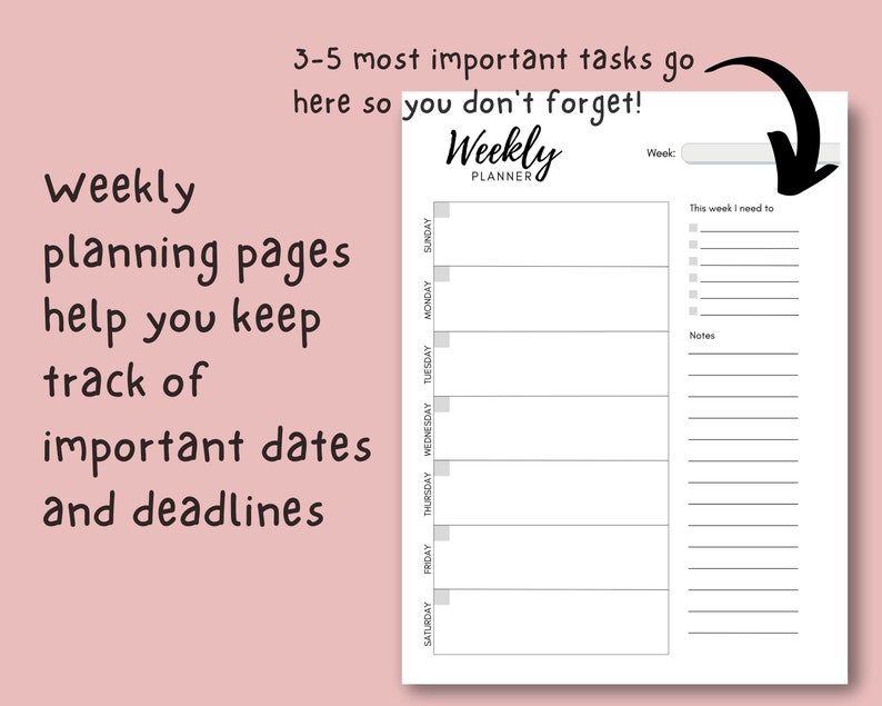 ADHD Planner Adult, ADHD Digital Planner, College Student Academic