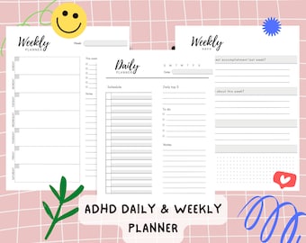 ADHD Planner, Adult ADHD Planner, ADHD Digital Planner, College Student Academic Planner,  Adhd Journal, Productivity Planner, Daily Planner