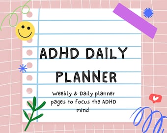 ADHD Planner Adult, ADHD Digital Planner, College Student Academic Planner, Productivity Planner, Weekly Goal Planner