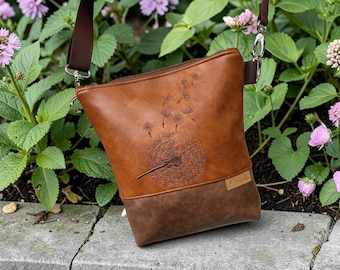Women's Brown Crossbody Bag – Crossbody Bag with Floral Embroidery – Small Handmade Vintage Shoulder Bag