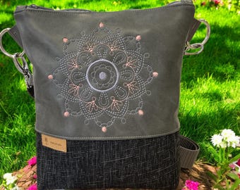 Mandala bag, grey and pink