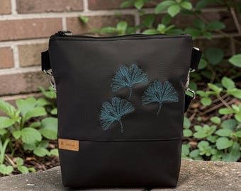 Ginkgo bag, black petrol