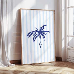 Palm Tree Print Illustration Printable Coastal Wall Art Print Beach House Decor Nautical Decor Modern Coastal Art Prints Hamptons Wall Art