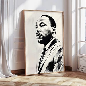 Martin Luther King Art | MLK Printable Art MLK Sketch Art Civil Rights Art Black History Art Inspirational Leader Art Black History Leader