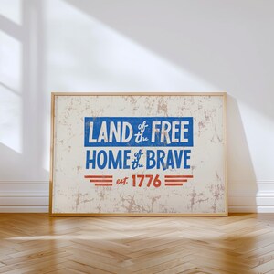USA Independence Day 4th of July Print Patriotic Wall Art Vintage Patriotic 4th of July Decor Print Vintage Farmhouse Decor Wall Art Print
