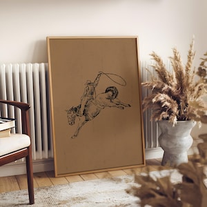 Vintage Western Cowboy Art Print Cowboy Wall Art Print Western Wall Art Prints Southwestern Art Prints Western Room Decor Sketch Art Prints