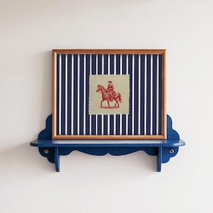Cowboy Wall Art Print Vintage Western Cowboy Art Print Vintage Striped Cowboy Print Western Wall Art Prints Western Decor Navy Red Wall Art