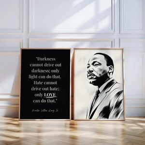Set of 2 Martin Luther King Art Activism Decor MLK Printable Art MLK Sketch Art Civil Rights Art Black History Art Inspirational Leader Art