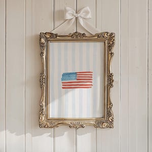 American Flag Print Patriotic American Flag Watercolor Print Coastal Trendy Art Print Blue 4th of July Printable Wall Art Digital Print Gift