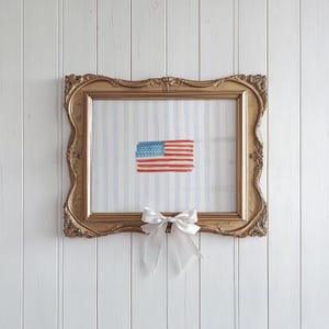 Coastal American Flag Wall Art Blue Coastal Print Art Blue Digital Print Patriotic Wall Art Printable Trendy Art Print 4th of July America