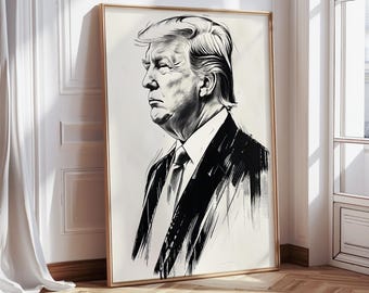 Donald Trump Sketch Art Portrait Printable Art President Trump Minimalist Political Wall Art Patriotic USA Home Decor American President Art