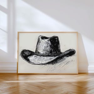 Cowboy Hat Sketch Print Western Wall Art Printable Wall Art Sketch Art Print Cowboy Art Print Download Art Print Western Art Print