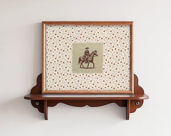 Vintage Cowboy Horse Art Print, Western Floral Decor (Digital Download)