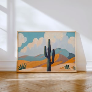 Cactus Wall Print Art Mid Century Modern Wall Art Print Southwestern Wall Decor Western Art Print Digital Download Desert Wall Art Decor