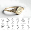 Personalized Birth Flower Ring, 12 Birth Month Flower Jewelry, Custom Mother  Floral Ring for Women, Family Rings, Personalized Gift f-2