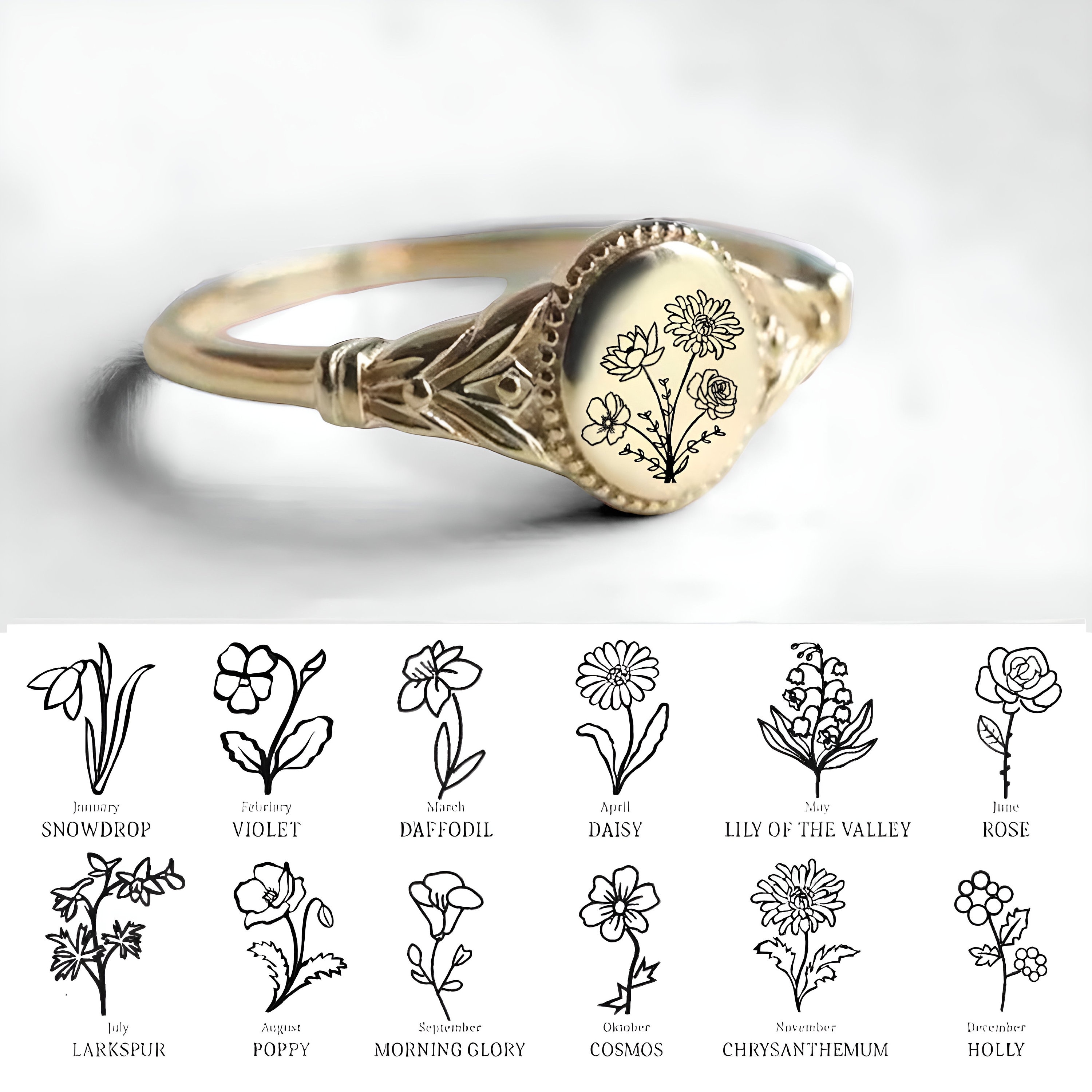 指輪・リング Flower Signet Ring #8470 花七宝 / Flower Cloisonne Signet Ring ” - ORIENT SMITH
