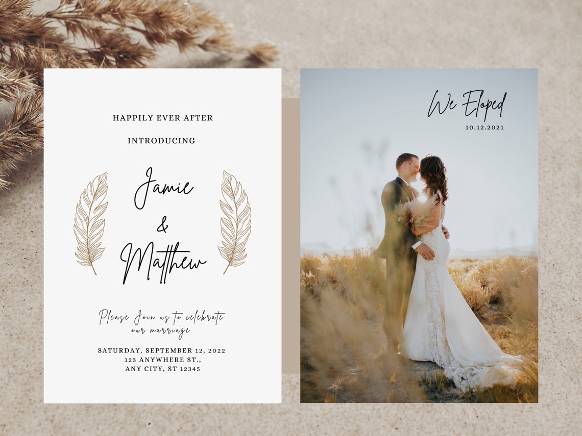 Elopement Announcement, Reception Invitation, Announcement Reception