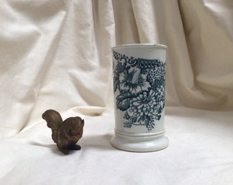 Vaso de gres antiguo, soporte para cepillo de dientes