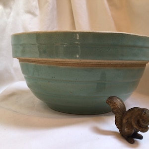 Antique Celadon Green Stoneware Mixing Bowl