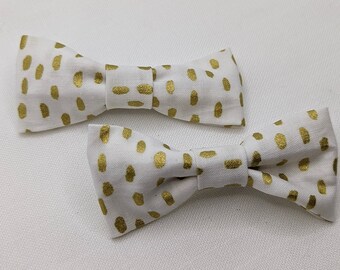 Cotton Bows - 4 Inch - Gold Polka Dots