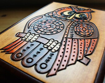 Handmade Wooden Box with Owl/Keepsake Box/Gift Box with Owl/Lucky Box/Jewellery box/ Trinket box / Owl Box/ Carved Box