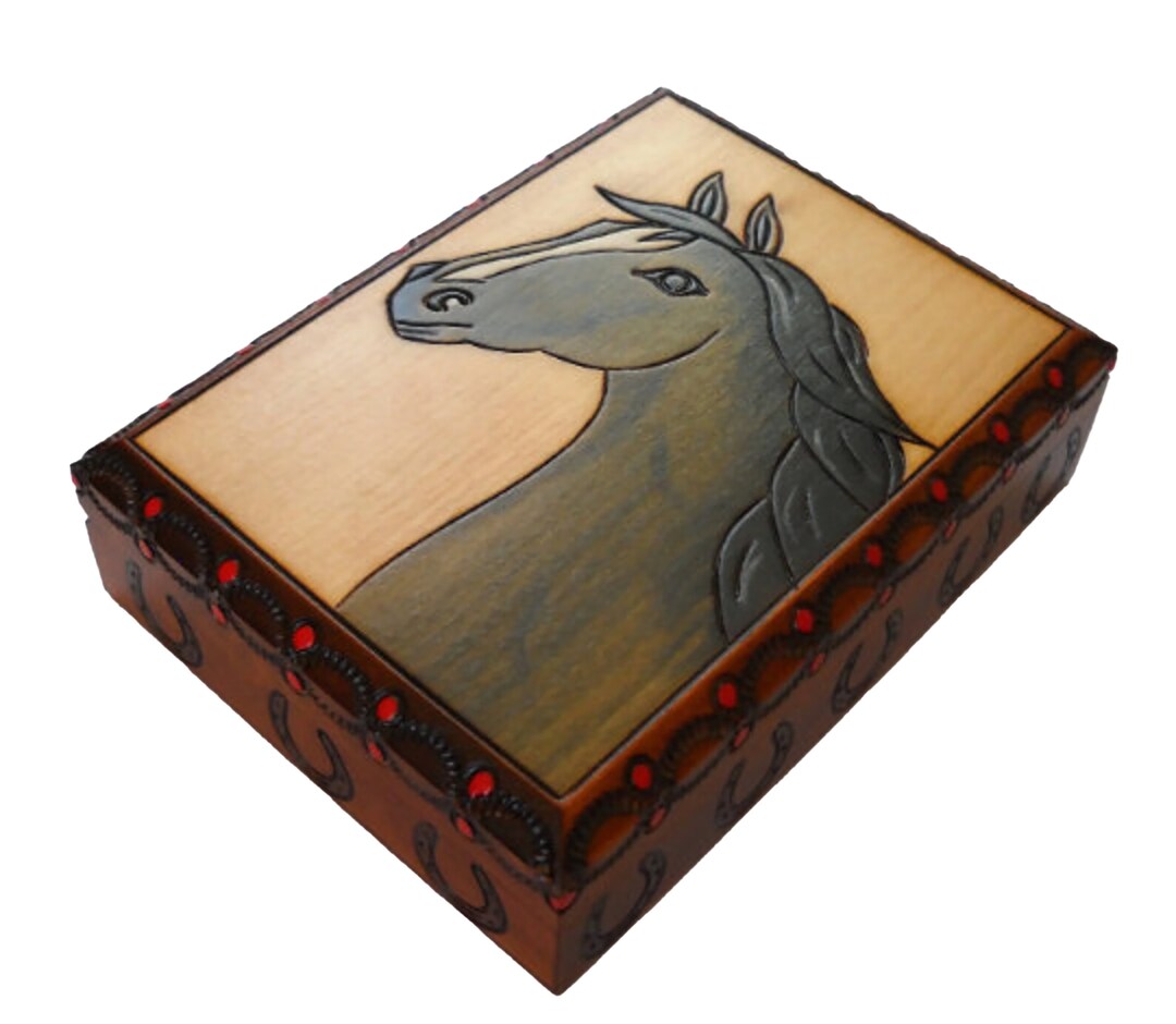 Handmade Wooden Box With Horse/keepsake Box/gift Box With Horse/lucky