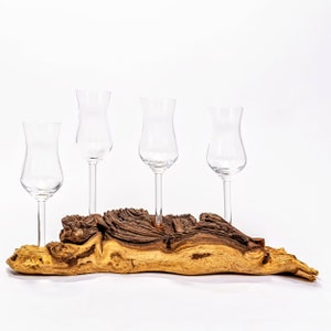Schnaps service on real wood root 4 grappa glasses image 2