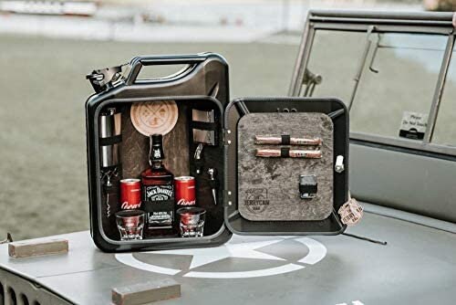 The JerryCan Bar – Minibar Handbag For Real Men, Portable Bar In A Can – Men's Gift Excellent, Black Gloss, Made In Germany