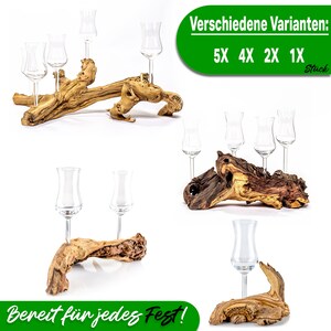 Schnaps service on real wood root 4 grappa glasses image 7