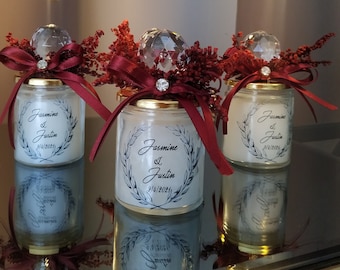 Personalisierte Kristallglas Kerzen Favor: Rustikales Hochzeitsdekor