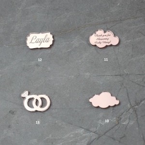 Bulk Gold Acrylic Mirror Tags, Lettering Name Logo, Wedding Favors, Silver Acrylic Tags for Save the Date, Cake Charm, Reception Token