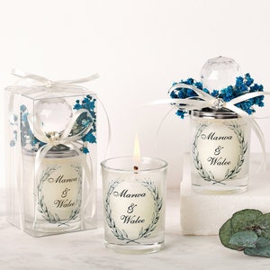 Luxury Personalized Candle Favor | Wedding Party Favor | Candle Favor with Dried Flowers | Thank You Candle | Wedding Guest Favors