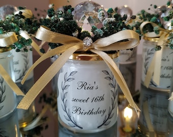 Personalisierte Kristallglas Kerze Favor: Rustikale Hochzeit, Dusche, Taufe