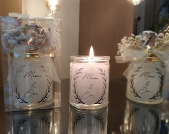 Personalisierte Kristallglas Kerzen Favor: Rustikale Hochzeit Danke