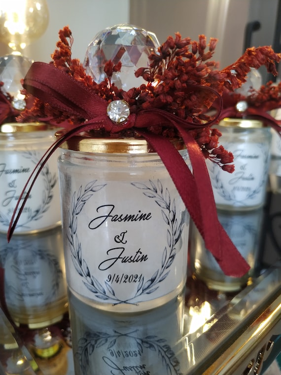 Personalized Wedding Candle Favors: Rustic Thank You Gifts