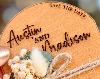 Floral Birch Wood Save The Date Magnets: Arch Wedding Cards