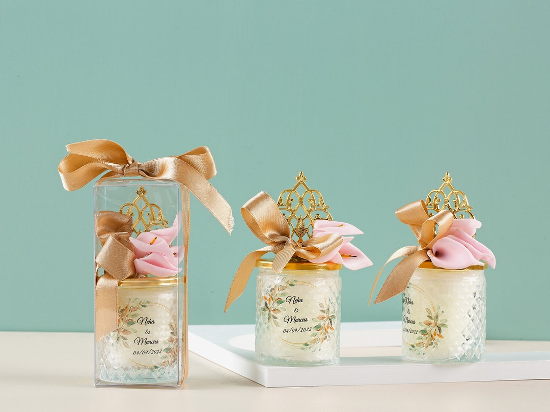 Custom Wedding Favor Candle | Bulk Gifts for Guests | Luxury Candle ...