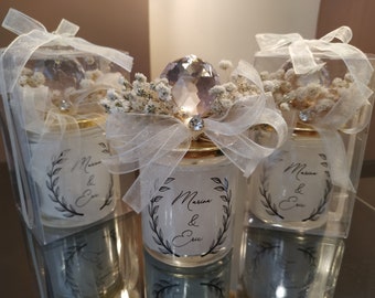 Candle Favor for Guests - Personalised Favor -Wedding Party Thank You Favor- Unique Rustic Luxury Wedding Favors -Bulk Wedding Favors