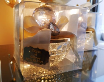 Custom Crystal Glass Candy Jar: Wedding Favor with Tag