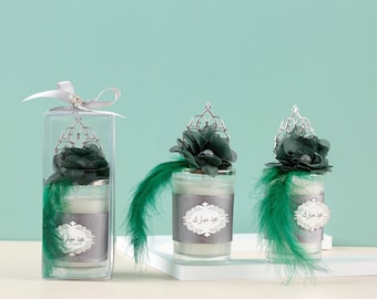 Bulk Candle Favors, Customized Wedding Party Favors,  Favors for Guests, Emerald Greeen Candle Favor, Birthday, Baby Shower Favors
