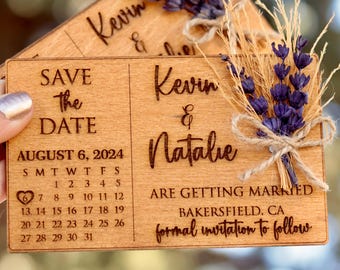 Lavender Save the Date Magnet Calendar, Rustic Wedding Save the Date, Birch Wood Wedding Magnets, Wood Save The Date, Are Getting Married