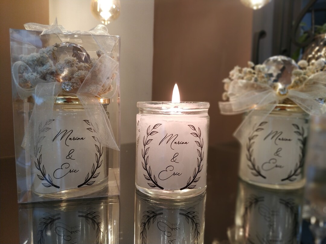 Personalized Candle Favor for Guests - Unique Rustic Wedding Thank You ...