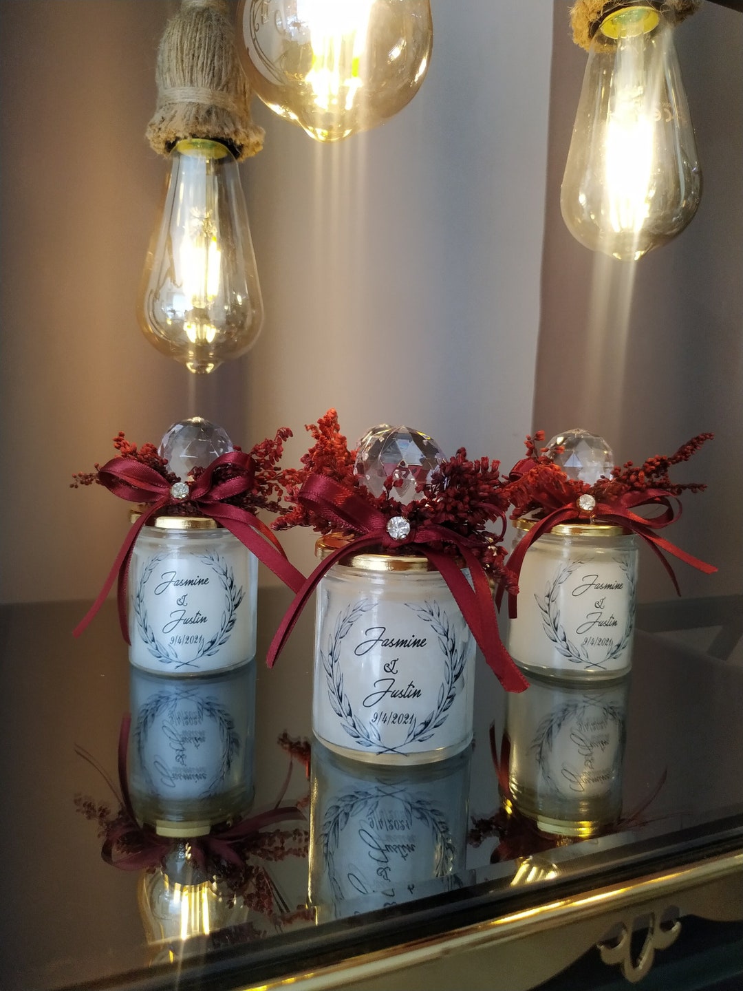 Personalized Crystal Glass Candle Favor: Rustic Wedding Decor - Etsy