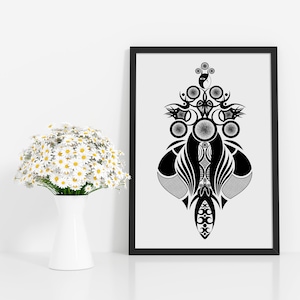 Queen Bee Wall Print, Tribal Digital Download Print, Wall Decor, Large Printable Art, Downloadable Prints