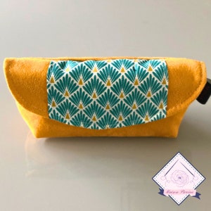 Estojo para óculos de camurça e lã amarelo girassol