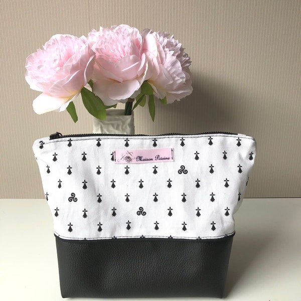 Trousse de toilettes ou maquillage Lilas, motif breton