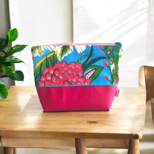 Trousse pochette rose bi matière