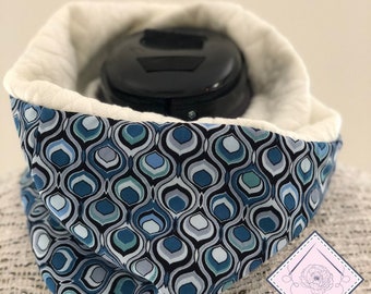 Snood femme doux bleu et blanc